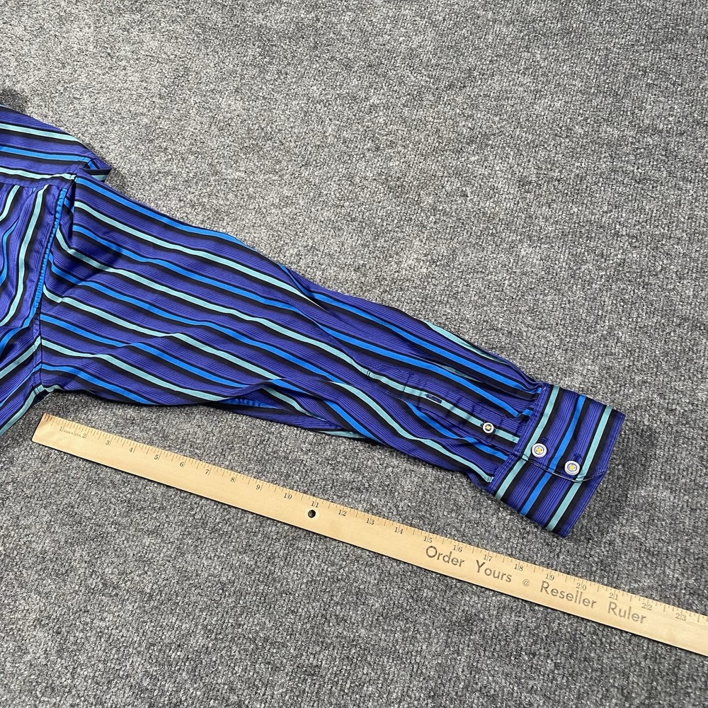 Robert Graham X Vertical Stripe Long Sleeve Fip Cuff Shirt Mens 2XL Tailored Fit - Picture 8 of 8